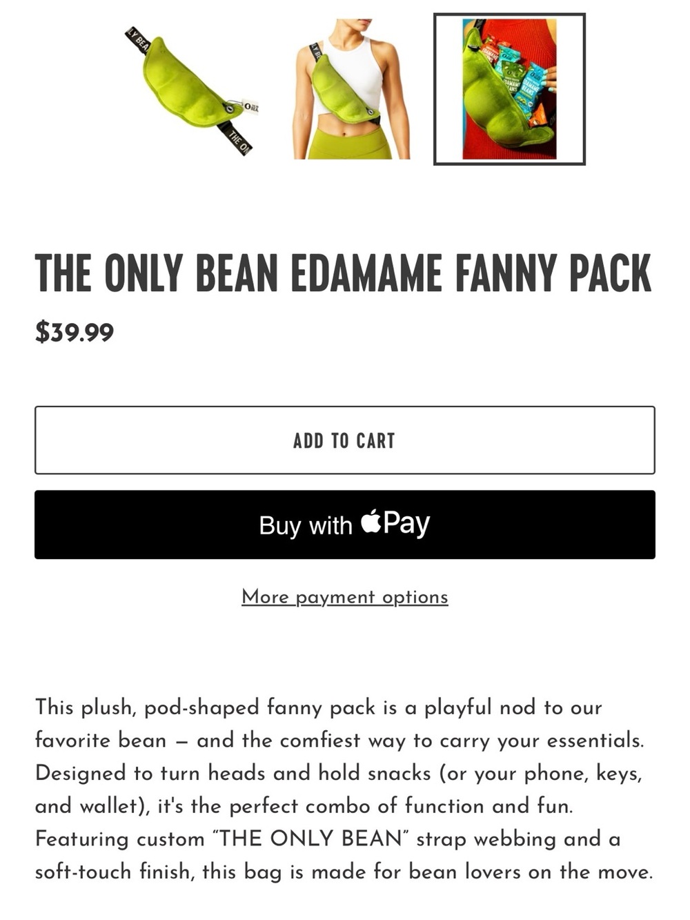 The Only Bean Edamame
Fanny Pack NWT - Picture 6 of 6